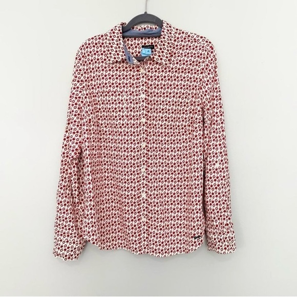 Talbots long sleeve collared button front apple print shirt - 14 - Picture 1 of 7